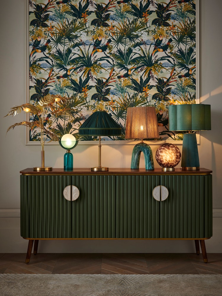 Clarke & Clarke Ribbed Green Mango Wood Calisto Large Sideboard - Image 1 of 8