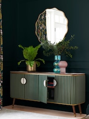 Clarke & Clarke Ribbed Green Mango Wood Calisto Large Sideboard - Image 2 of 8