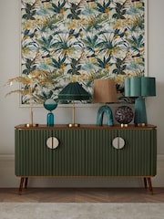 Clarke & Clarke Ribbed Green Mango Wood Calisto Large Sideboard - Image 3 of 8