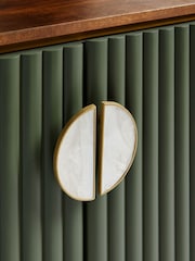 Clarke & Clarke Ribbed Green Mango Wood Calisto Large Sideboard - Image 4 of 8