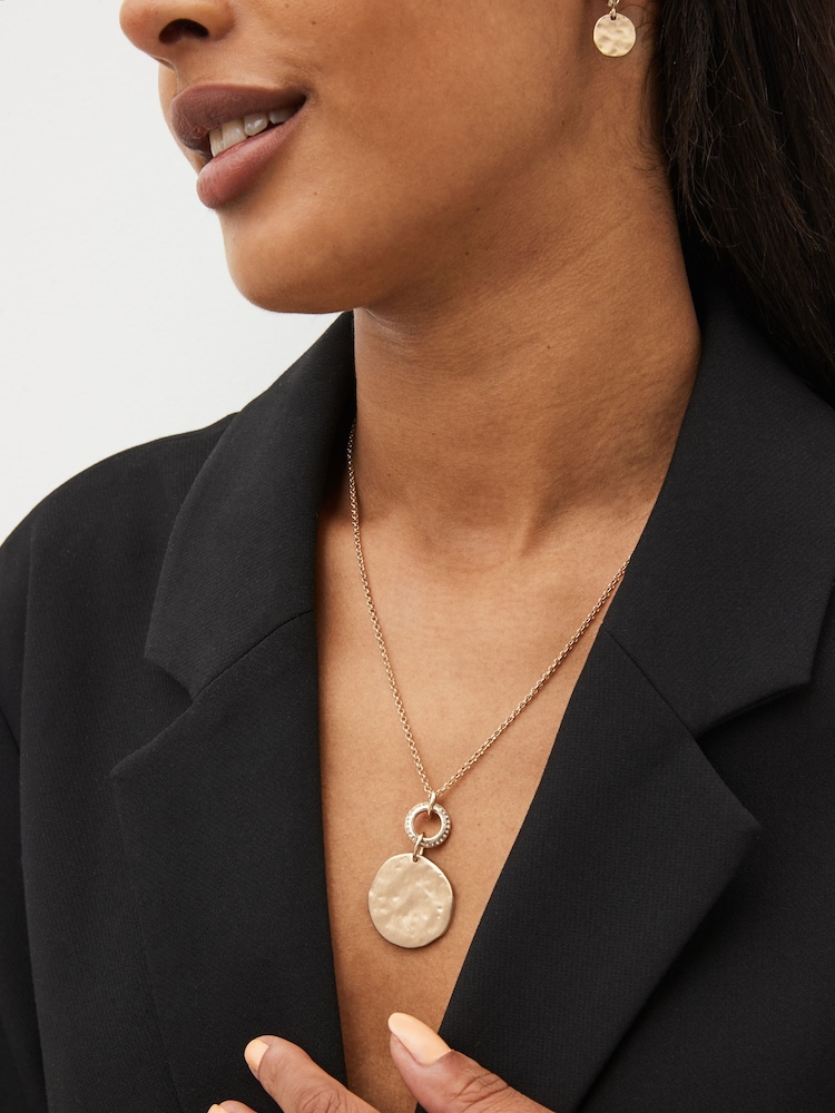 Gold Tone Hammered Coin Necklace - Image 1 of 4
