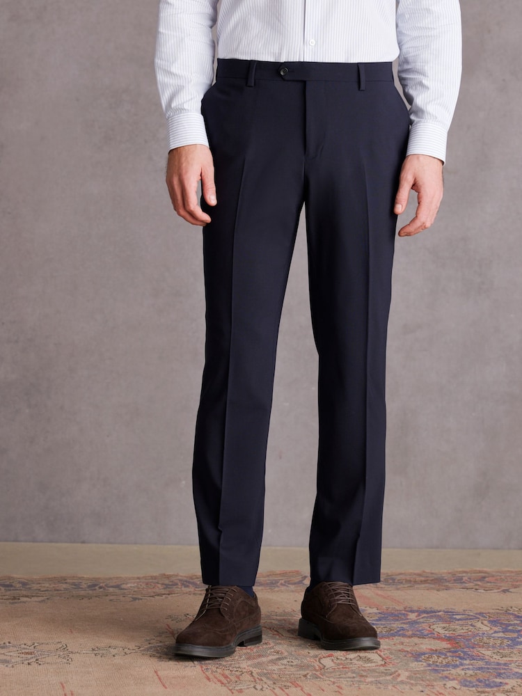 Navy Blue Regular Fit Signature Tollegno Italian Fabric Suit Trousers - Image 1 of 9 Navy Blue Regular Fit Signature Tollegno Italian Fabric Suit Trousers - Image 1 of 9