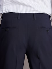 Navy Blue Regular Fit Signature Tollegno Italian Fabric Suit Trousers - Image 5 of 9