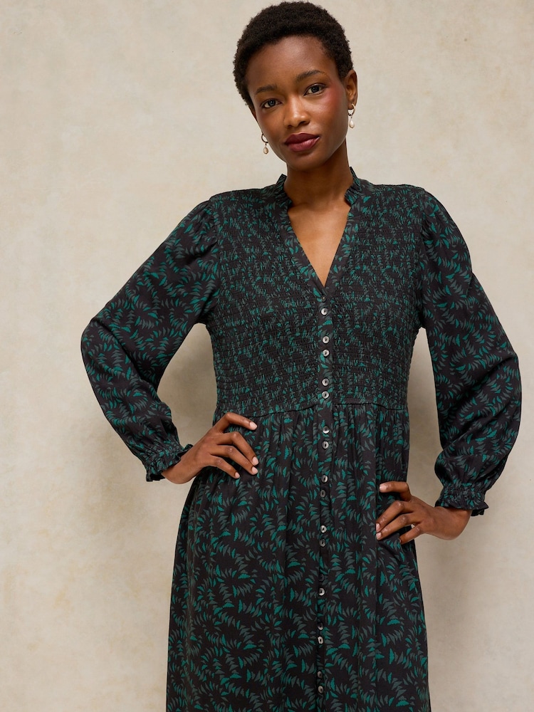 White Stuff Black Ada Shirred Dress - Image 2 of 6