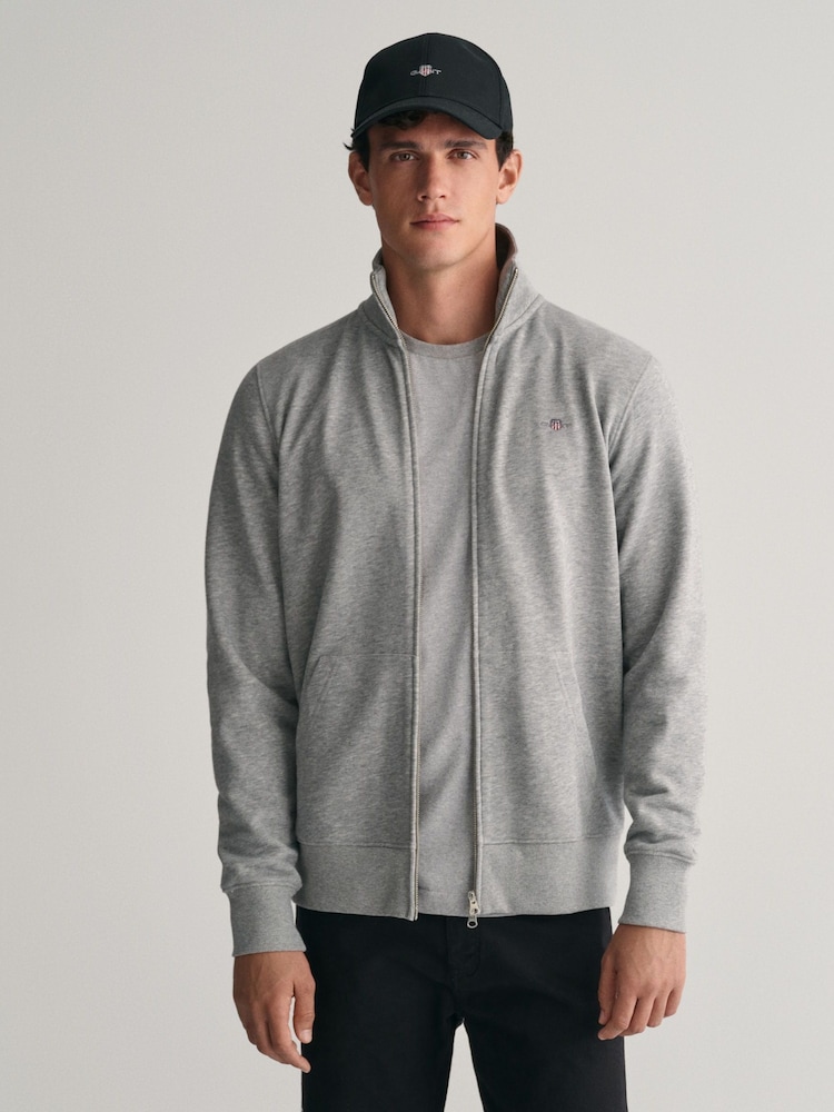 GANT Grey GANT Regular-Fit Shield Logo Full Zip Black Sweatshirt - Image 1 of 5