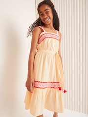 Lipsy Cream Tiered Ric Rac Dress (5-16yrs) - Image 1 of 4