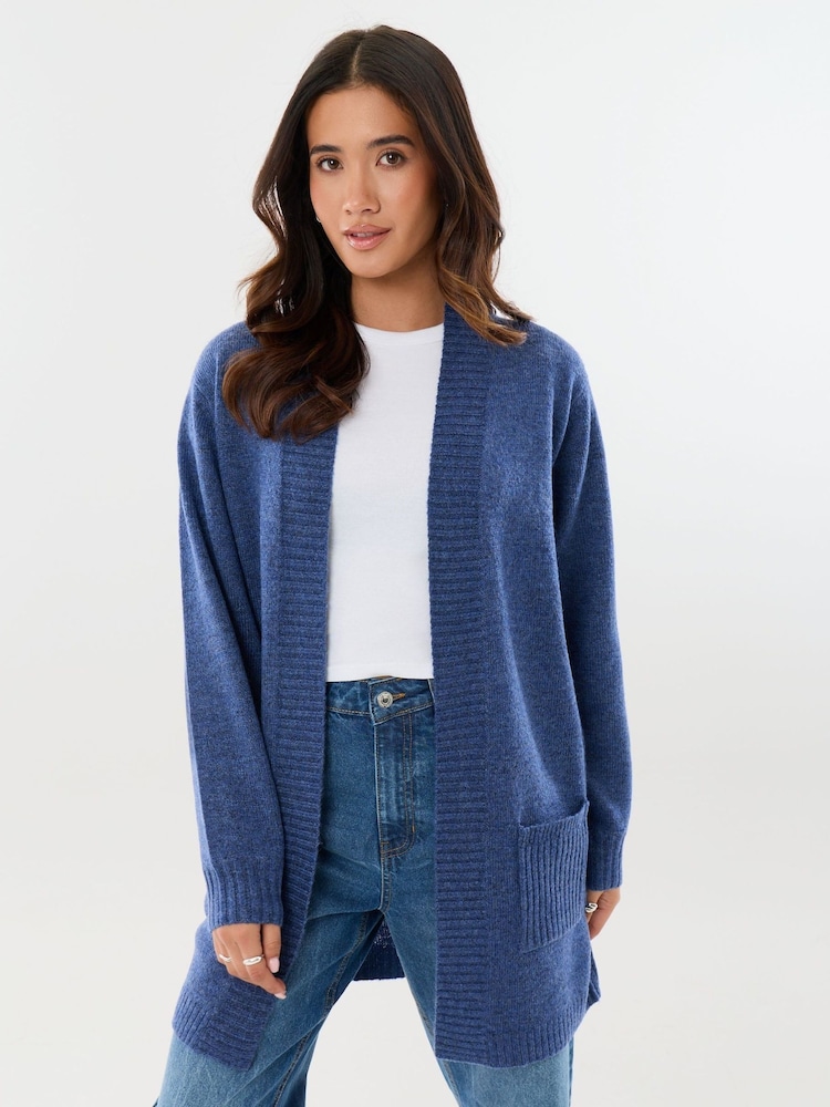 Threadbare Navy Blue Longline Knitted Cardigan - Image 1 of 5 Threadbare Navy Blue Longline Knitted Cardigan - Image 1 of 5