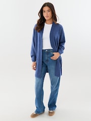 Threadbare Navy Blue Longline Knitted Cardigan - Image 3 of 5