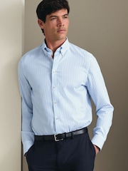 Charles Tyrwhitt Ice Blue Non-Iron Twill Button-Down Slim Fit Shirt - Image 1 of 6