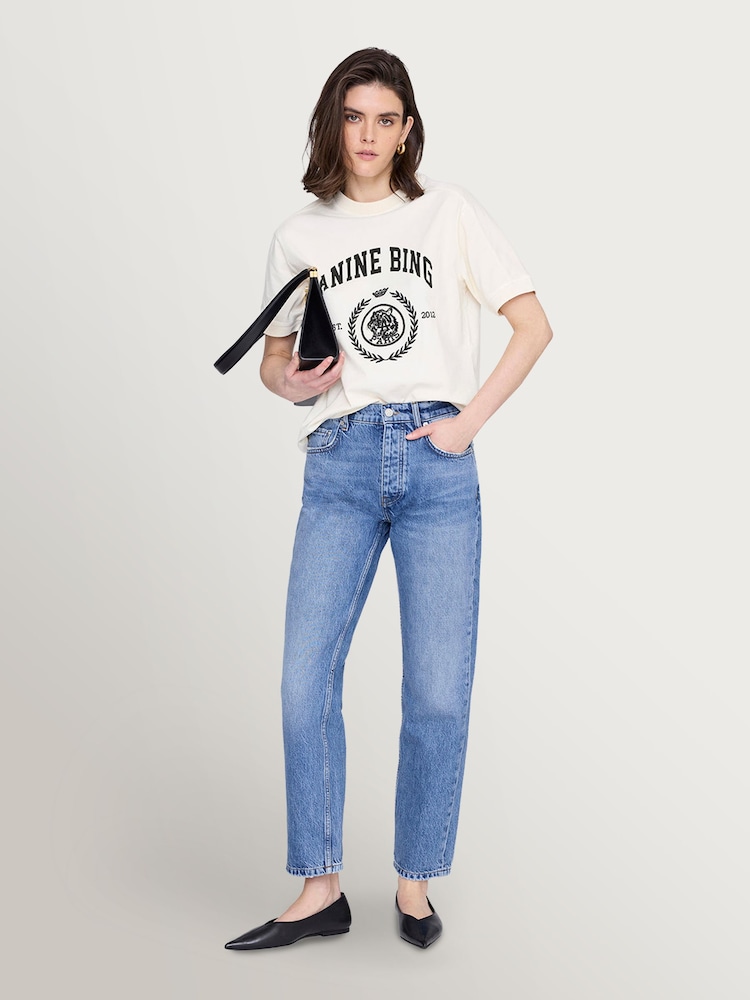 ANINE BING Cream Jaylin Collegiate T-Shirt - Image 1 of 4 ANINE BING Cream Jaylin Collegiate T-Shirt - Image 1 of 4