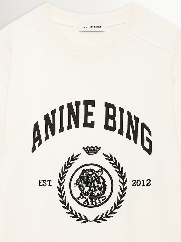 ANINE BING Cream Jaylin Collegiate T-Shirt - Image 4 of 4 ANINE BING Cream Jaylin Collegiate T-Shirt - Image 4 of 4