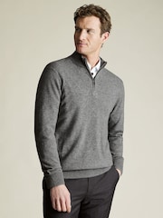Gri - Pulover cu fermoar din cașmir Denim Charles Tyrwhitt - Imaginea 1 din 5
