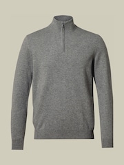 Gri - Pulover cu fermoar din cașmir Denim Charles Tyrwhitt - Imaginea 3 din 5