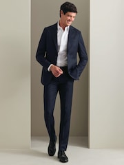 Charles Tyrwhitt Navy Blue Twill Slim Fit Italian Luxury Suit Trousers - Image 2 of 5