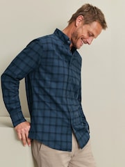 Charles Tyrwhitt Blue Slim Fit Check Brushed Flannel Classic Fit Shirt - Image 1 of 6