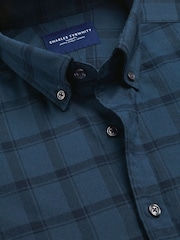 Charles Tyrwhitt Blue Slim Fit Check Brushed Flannel Classic Fit Shirt - Image 5 of 6