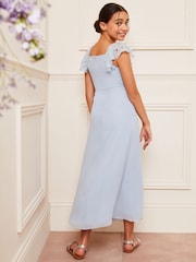 Lipsy Blue Ruffle Embellished Maxi Occasion Dress (7-16yrs) - Image 4 of 4