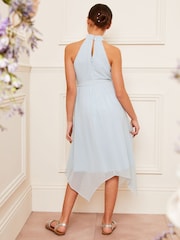 Lipsy Blue Halter Neck Hanky Hem Occasion Dress 5-16yrs - Image 4 of 4