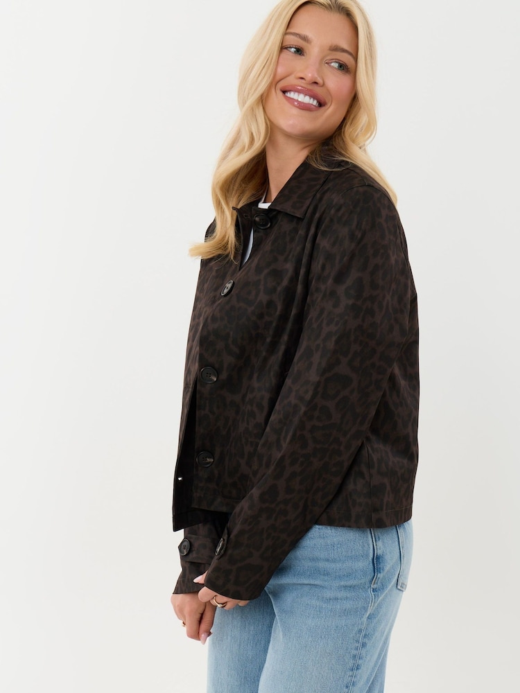 Threadbare Animal Cropped Trench Coat - Image 1 of 5