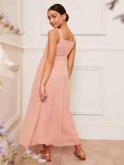 Lipsy Pink Ruched Square Neck Maxi Occasion Dress (7-16yrs) - Image 4 of 4