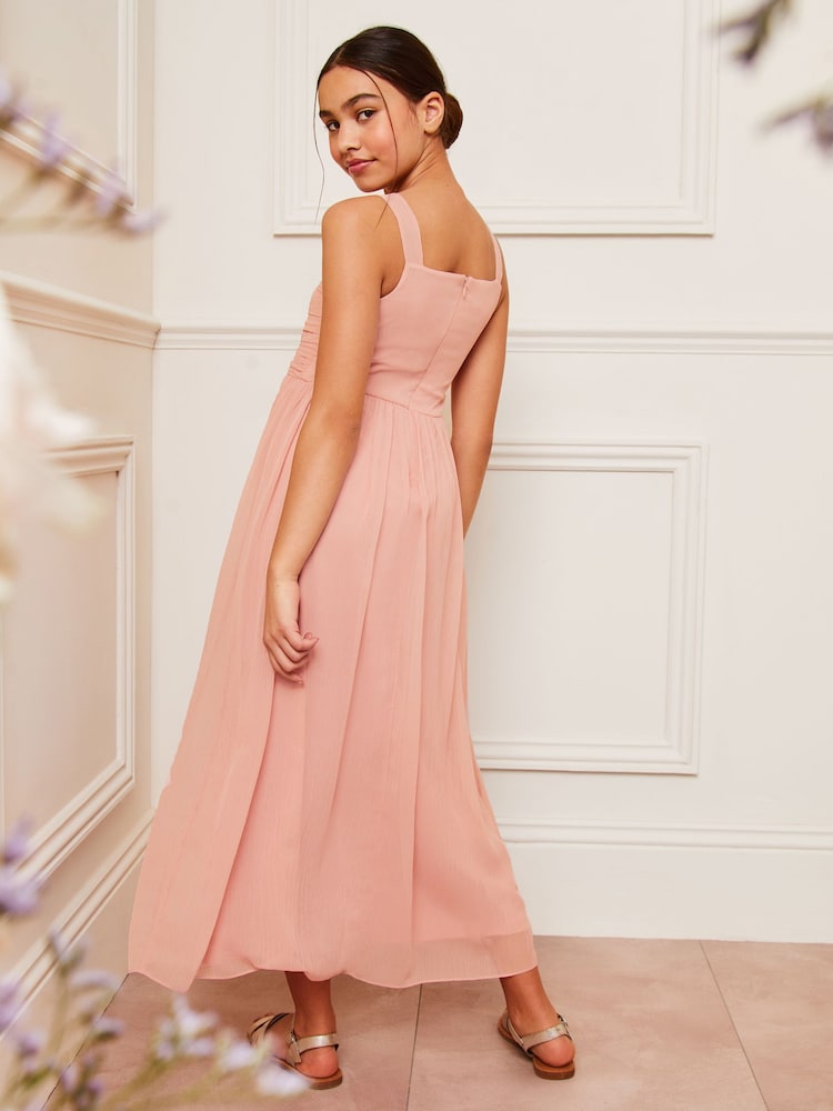 Lipsy Pink Ruched Square Neck Maxi Occasion Dress (7-16yrs) - Image 4 of 4 Lipsy Pink Ruched Square Neck Maxi Occasion Dress (7-16yrs) - Image 4 of 4
