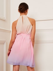 Lipsy Pink/Purple/Peach Pink Embellished Halter Occasion Dress (7-16yrs) - Image 4 of 4