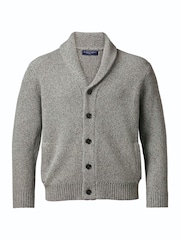 Charles Tyrwhitt Grey Chunky Merino Shawl Neck Cardigan - Image 3 of 5