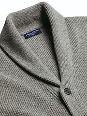Charles Tyrwhitt Grey Chunky Merino Shawl Neck Cardigan - Image 4 of 5