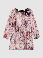Reiss Multi Yara 4-9 yrs Floral Frill Bow Dress - Image 2 of 6