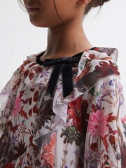 Reiss Multi Yara 4-9 yrs Floral Frill Bow Dress - Image 4 of 6
