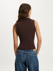 Cotton On Brown Gathered Front Polo Shirt - Image 3 of 4