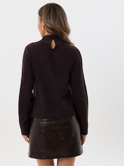 Threadbare Red 2 in 1 Knitted Mini Dress with Faux Leather Skirt - Image 2 of 5