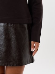 Threadbare Red 2 in 1 Knitted Mini Dress with Faux Leather Skirt - Image 4 of 5
