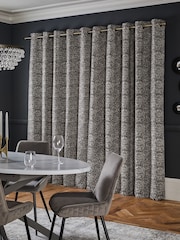 Grey Distressed Texture Eyelet Lined Curtains - Image 2 of 5