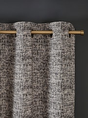 Grey Distressed Texture Eyelet Lined Curtains - Image 4 of 5