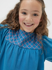 FatFace Green Embroidered Jersey Top - Image 3 of 4