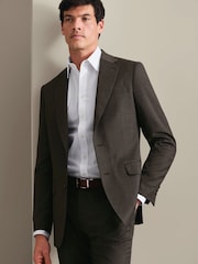 Charles Tyrwhitt Brown Mocha Flannel Slim Fit Plain Suit Jacket - Image 1 of 6