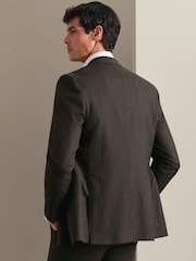 Charles Tyrwhitt Brown Mocha Flannel Slim Fit Plain Suit Jacket - Image 2 of 6