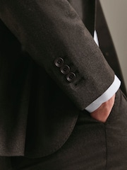Charles Tyrwhitt Brown Mocha Flannel Slim Fit Plain Suit Jacket - Image 4 of 6