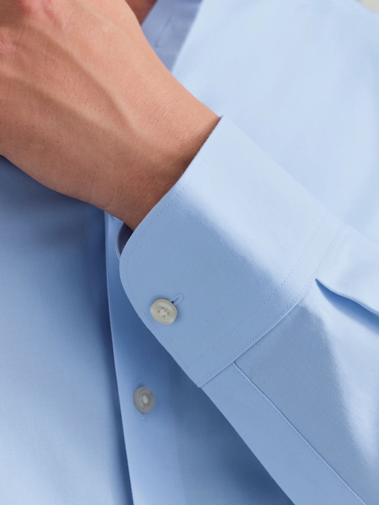 Charles Tyrwhitt Sky Blue Non-Iron Twill Button-Down Slim Fit Shirt - Image 2 of 6 Charles Tyrwhitt Sky Blue Non-Iron Twill Button-Down Slim Fit Shirt - Image 2 of 6