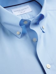 Charles Tyrwhitt Sky Blue Non-Iron Twill Button-Down Slim Fit Shirt - Image 5 of 6
