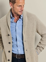 Charles Tyrwhitt Natural Chunky Merino Shawl Neck Cardigan - Image 1 of 2