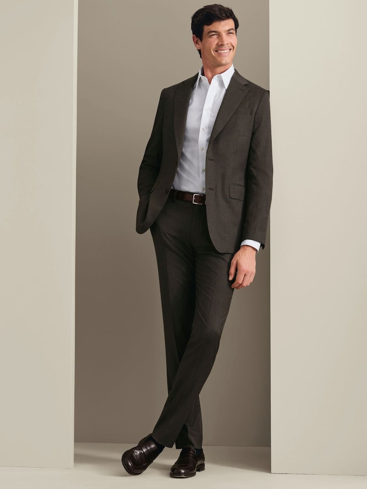 Brun - Charles Tyrwhitt Flannel Slim Fit Plain Suit Trousers - Bild 1 av 5