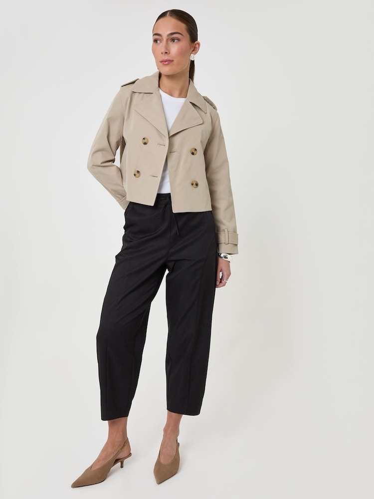Threadbare Black Petite Curved Seam Barrel Leg Trousers - Image 1 of 5 Threadbare Black Petite Curved Seam Barrel Leg Trousers - Image 1 of 5