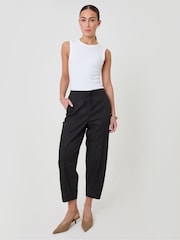 Threadbare Black Petite Curved Seam Barrel Leg Trousers - Image 4 of 5