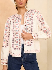 Love & Roses Ivory White Embroidered Long Sleeve Jacket - Image 1 of 4