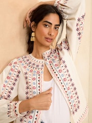 Love & Roses Ivory White Embroidered Long Sleeve Jacket - Image 2 of 4