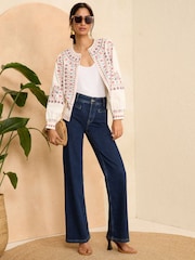 Love & Roses Ivory White Embroidered Long Sleeve Jacket - Image 4 of 4