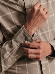 Dabisks tonis - Charles Tyrwhitt rūtainais, birstēts flaneļa krekls - Attēls 2 no 5