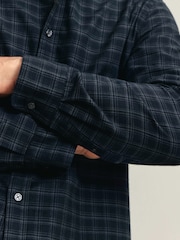 Indigo zils - Charles Tyrwhitt rūtainais, birstēts flaneļa krekls - Attēls 4 no 6